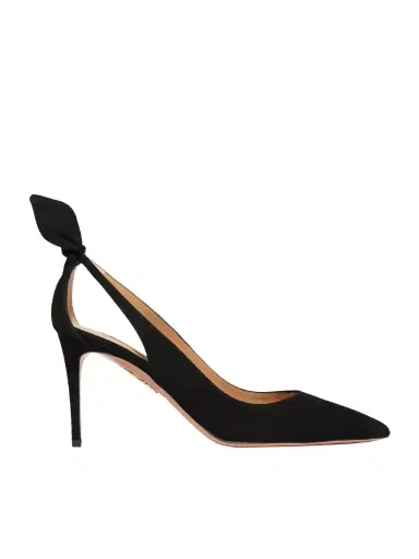 Aquazzura Bow Tie 85 Suede Pumps | Thumbnail 1
