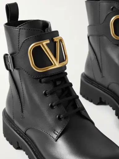 Valentino Garavani Go Logo Embellished Leather Ankle Boots | Thumbnail 4