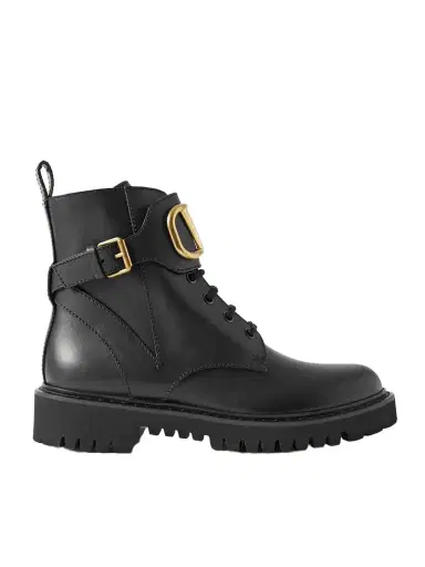 Valentino Garavani Go Logo Embellished Leather Ankle Boots | Thumbnail 1