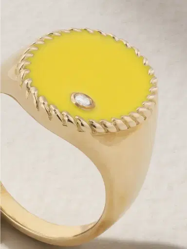 Yvonne Léon 9-karat Gold, Enamel And Diamond Signet Ring | Thumbnail 4