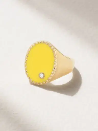 Yvonne Léon 9-karat Gold, Enamel And Diamond Signet Ring | Thumbnail 1