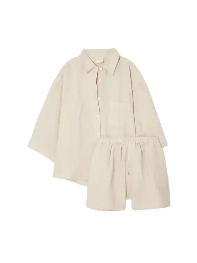 The 03 Washed-linen Shirt And Shorts Set