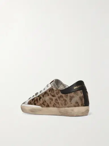 Golden Goose Superstar Distressed Leopard-print Calf Hair, Leather And Suede Sneakers | Thumbnail 3