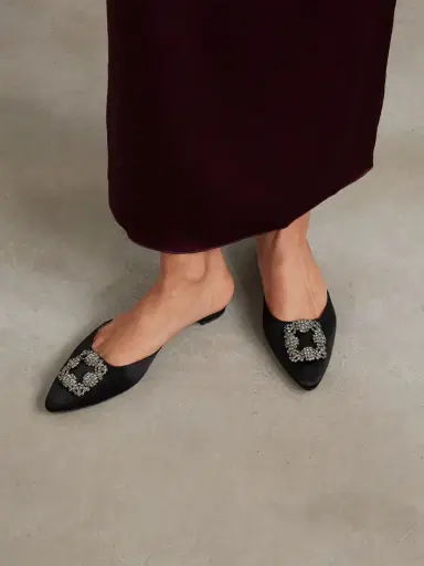Manolo Blahnik Hangisi Crystal-embellished Satin Slippers | Thumbnail 2 Manolo Blahnik Hangisi Crystal-embellished Satin Slippers | Thumbnail 2