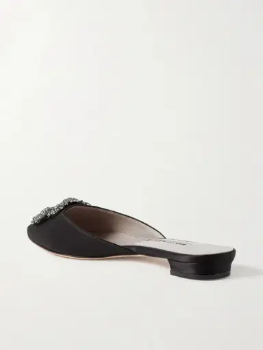 Manolo Blahnik Hangisi Crystal-embellished Satin Slippers | Thumbnail 3 Manolo Blahnik Hangisi Crystal-embellished Satin Slippers | Thumbnail 3