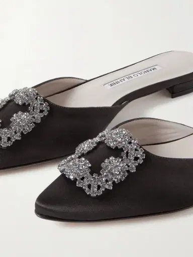 Manolo Blahnik Hangisi Crystal-embellished Satin Slippers | Thumbnail 4 Manolo Blahnik Hangisi Crystal-embellished Satin Slippers | Thumbnail 4