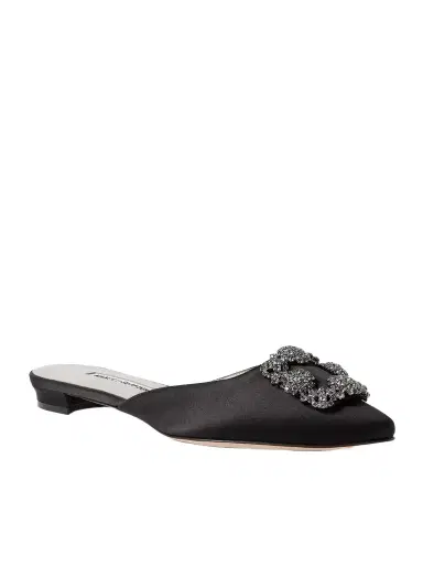 Manolo Blahnik Hangisi Crystal-embellished Satin Slippers | Thumbnail 1 Manolo Blahnik Hangisi Crystal-embellished Satin Slippers | Thumbnail 1