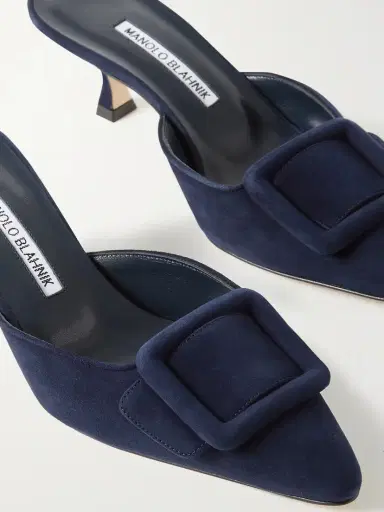 Manolo Blahnik Maysale 50 Buckled Suede Mules | Thumbnail 4 Manolo Blahnik Maysale 50 Buckled Suede Mules | Thumbnail 4