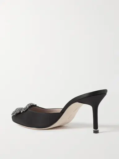 Manolo Blahnik Hangisimu 70 Embellished Satin Mules | Thumbnail 3 Manolo Blahnik Hangisimu 70 Embellished Satin Mules | Thumbnail 3