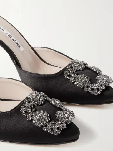 Manolo Blahnik Hangisimu 70 Embellished Satin Mules | Thumbnail 4 Manolo Blahnik Hangisimu 70 Embellished Satin Mules | Thumbnail 4