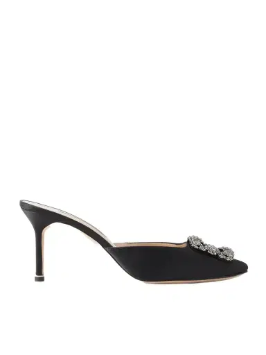 Manolo Blahnik Hangisimu 70 Embellished Satin Mules | Thumbnail 1 Manolo Blahnik Hangisimu 70 Embellished Satin Mules | Thumbnail 1