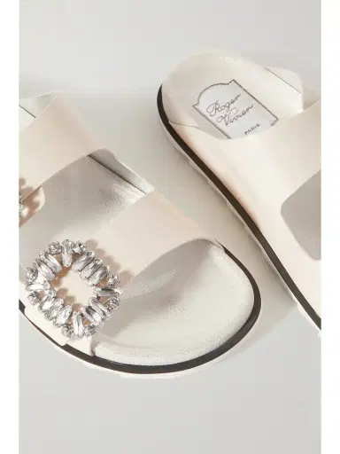 Roger Vivier Slidy Viv Swarovski Crystal-embellished Leather Slides | Thumbnail 4