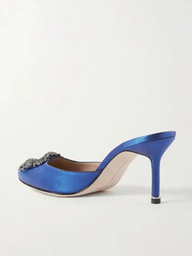 Manolo Blahnik Hangisimu 70 Embellished Satin Mules | Thumbnail 3 Manolo Blahnik Hangisimu 70 Embellished Satin Mules | Thumbnail 3