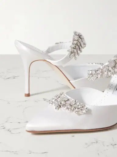 Manolo Blahnik Lurum 90 Crystal-embellished Satin Mules | Thumbnail 4 Manolo Blahnik Lurum 90 Crystal-embellished Satin Mules | Thumbnail 4