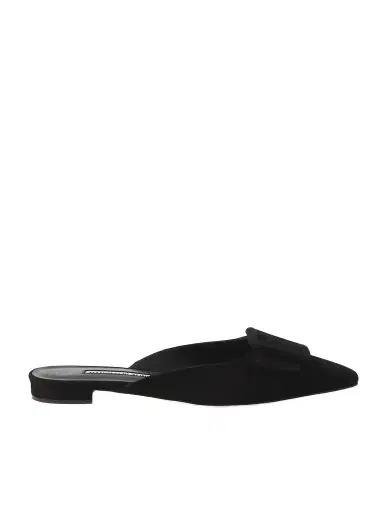 Manolo Blahnik Maysale Buckled Suede Point-toe Flats | Thumbnail 1 Manolo Blahnik Maysale Buckled Suede Point-toe Flats | Thumbnail 1