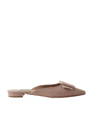 Manolo Blahnik Maysale Buckled Suede Point-toe Flats | Thumbnail 1 Manolo Blahnik Maysale Buckled Suede Point-toe Flats | Thumbnail 1