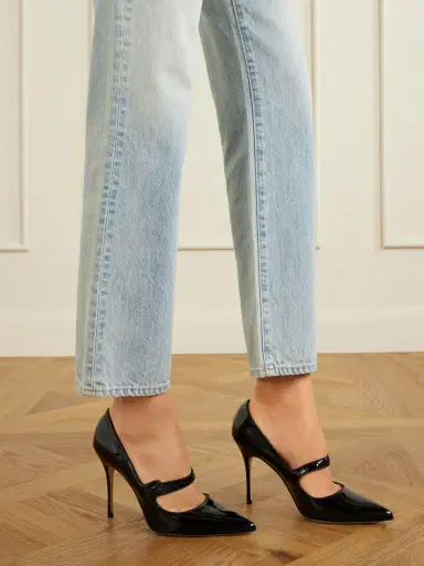 Manolo Blahnik Campari 105 Grosgrain-trimmed Patent-leather Pumps | Thumbnail 2 Manolo Blahnik Campari 105 Grosgrain-trimmed Patent-leather Pumps | Thumbnail 2