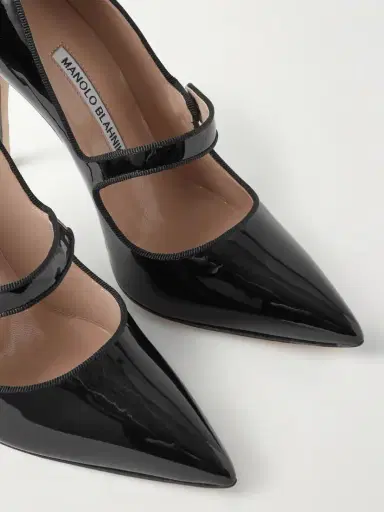Manolo Blahnik Campari 105 Grosgrain-trimmed Patent-leather Pumps | Thumbnail 4 Manolo Blahnik Campari 105 Grosgrain-trimmed Patent-leather Pumps | Thumbnail 4