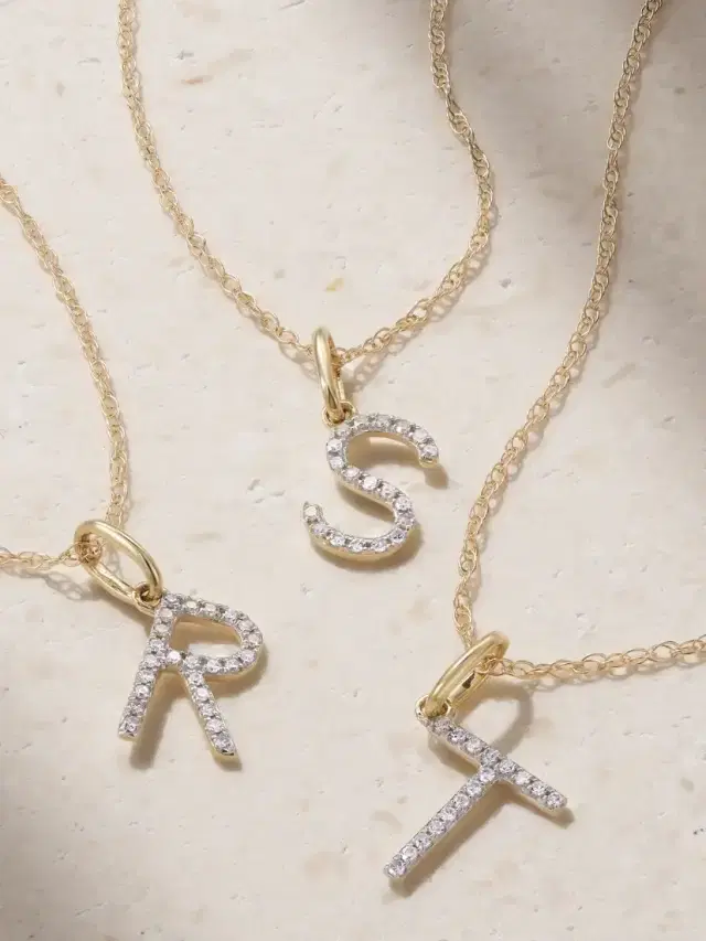STONE AND STRAND Initial 9-karat Gold Diamond Necklace