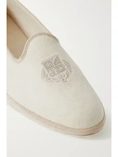 Loro Piana Venice Embroidered Cashmere-blend Flannel Slippers | Thumbnail 4