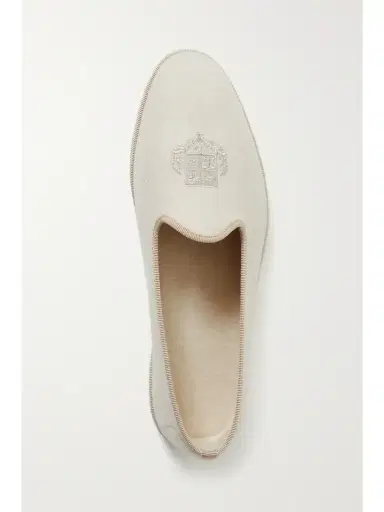 Loro Piana Venice Embroidered Cashmere-blend Flannel Slippers | Thumbnail 1