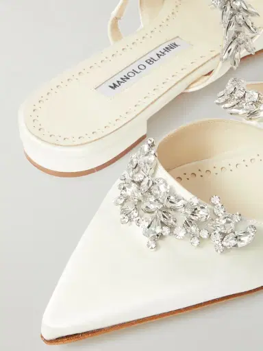 Manolo Blahnik Lurum 45 Crystal-embellished Satin Mules | Thumbnail 4