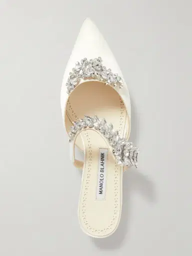 Manolo Blahnik Lurum 45 Crystal-embellished Satin Mules | Thumbnail 5