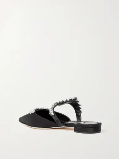 Manolo Blahnik Lurum 45 Crystal-embellished Satin Slippers | Thumbnail 3 Manolo Blahnik Lurum 45 Crystal-embellished Satin Slippers | Thumbnail 3