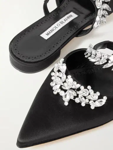 Manolo Blahnik Lurum 45 Crystal-embellished Satin Slippers | Thumbnail 4 Manolo Blahnik Lurum 45 Crystal-embellished Satin Slippers | Thumbnail 4