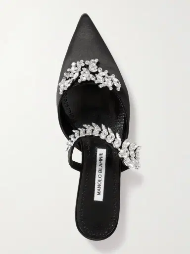 Manolo Blahnik Lurum 45 Crystal-embellished Satin Slippers | Thumbnail 5 Manolo Blahnik Lurum 45 Crystal-embellished Satin Slippers | Thumbnail 5