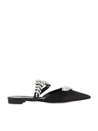 Manolo Blahnik Lurum 45 Crystal-embellished Satin Slippers | Thumbnail 1 Manolo Blahnik Lurum 45 Crystal-embellished Satin Slippers | Thumbnail 1