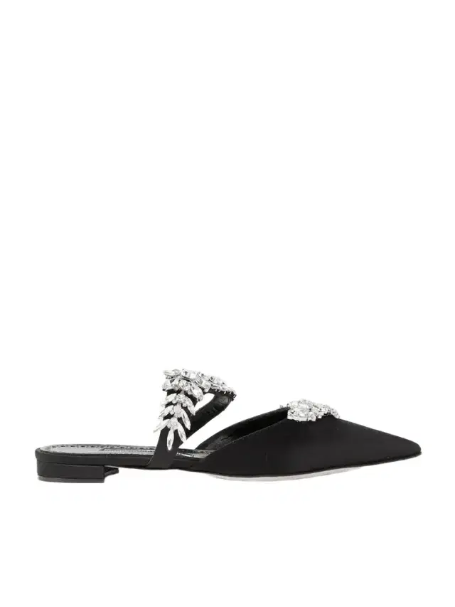 Manolo Blahnik Lurum 45 Crystal-embellished Satin Slippers