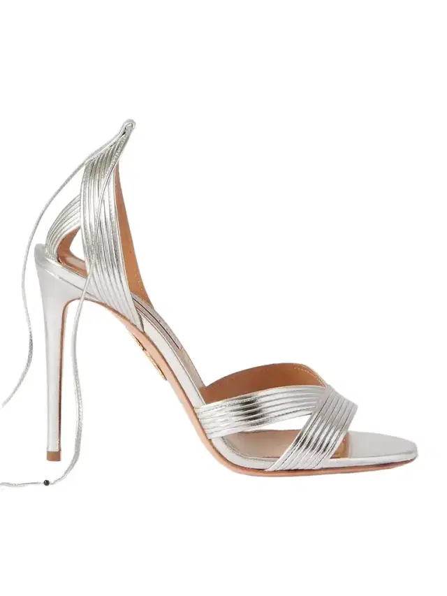 Aquazzura Ari 105 Metallic Leather Sandals