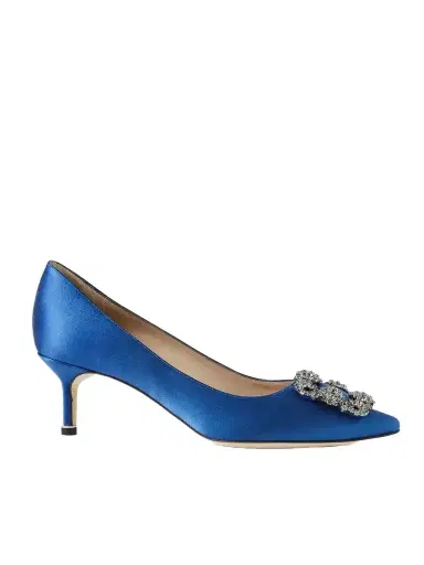 Manolo Blahnik Hangisi 50 Crystal-embellished Satin Pumps | Thumbnail 1 Manolo Blahnik Hangisi 50 Crystal-embellished Satin Pumps | Thumbnail 1