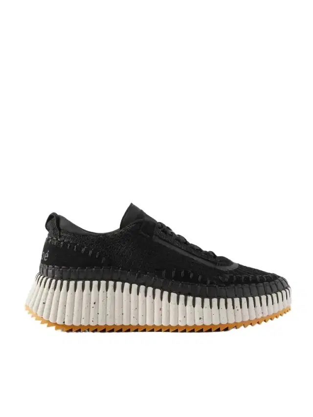 Chloé Nama Embroidered Suede And Recycled-mesh Sneakers