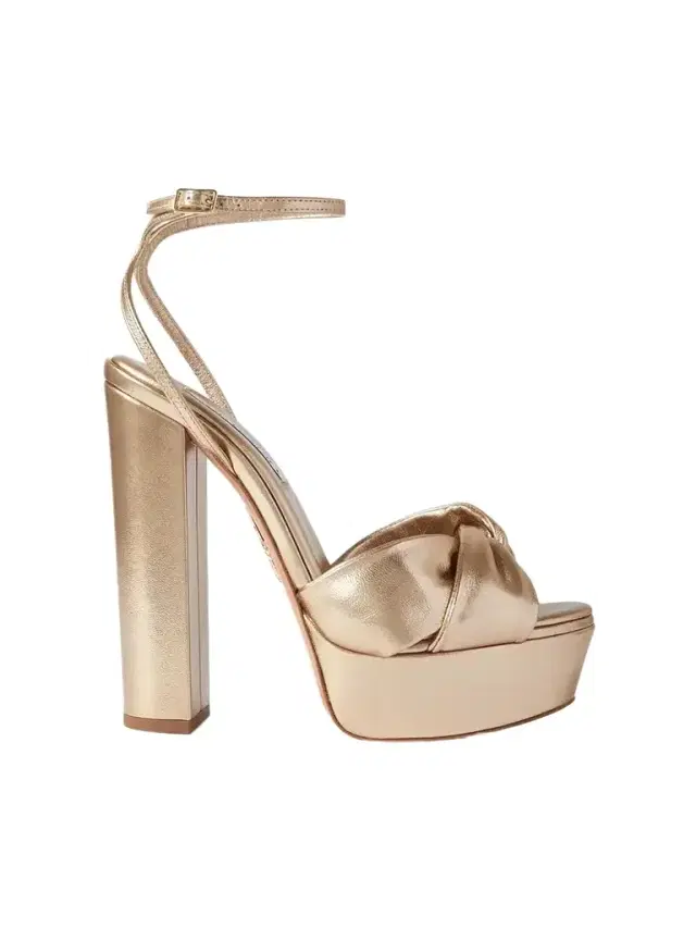 Olie Plateau 140 Knotted Metallic Leather Platform Sandals