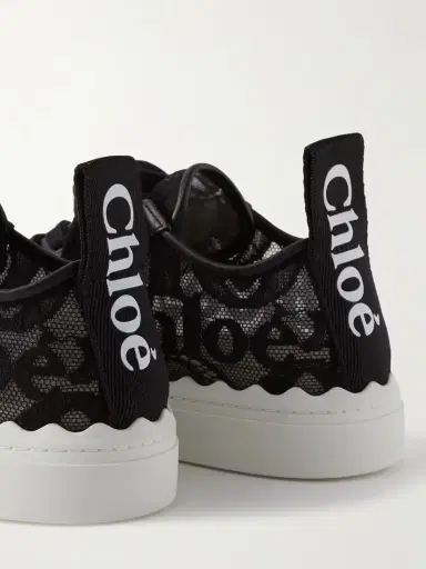 Chloé Lauren Scalloped Logo-detailed Lace And Leather Sneakers | Thumbnail 4 Chloé Lauren Scalloped Logo-detailed Lace And Leather Sneakers | Thumbnail 4