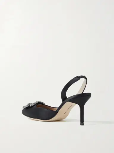 Manolo Blahnik Hangisli 70 Embellished Satin Slingback Pumps | Thumbnail 3 Manolo Blahnik Hangisli 70 Embellished Satin Slingback Pumps | Thumbnail 3