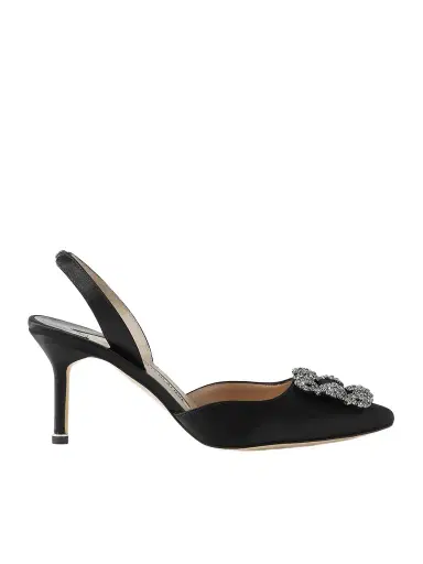 Manolo Blahnik Hangisli 70 Embellished Satin Slingback Pumps | Thumbnail 1 Manolo Blahnik Hangisli 70 Embellished Satin Slingback Pumps | Thumbnail 1