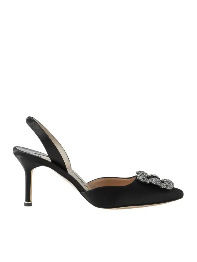 Manolo Blahnik Hangisli 70 Embellished Satin Slingback Pumps