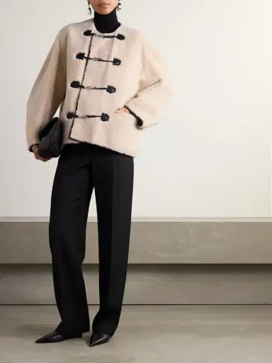 TOTEME Leather-trimmed Shearling Jacket | Thumbnail 2 TOTEME Leather-trimmed Shearling Jacket | Thumbnail 2