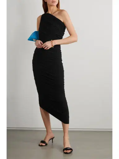 Norma Kamali Diana One-shoulder Ruched Stretch-jersey Gown | Thumbnail 2