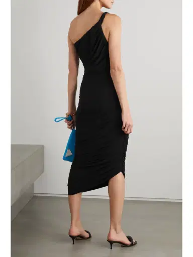 Norma Kamali Diana One-shoulder Ruched Stretch-jersey Gown | Thumbnail 3