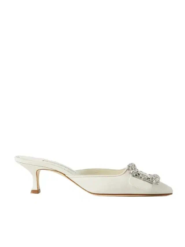 Maysale 50 Buckled Crepe De Chine Mules