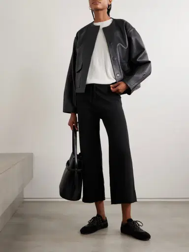 Nili Lotan Kiki Cropped Voile-trimmed Cotton-jersey Track Pants | Thumbnail 2
