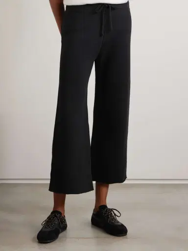 Nili Lotan Kiki Cropped Voile-trimmed Cotton-jersey Track Pants | Thumbnail 3