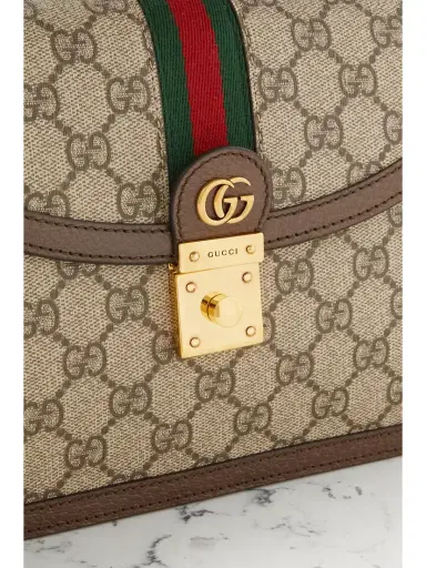 Gucci Ophidia Textured Leather-trimmed Printed Coated-canvas Tote | Thumbnail 4