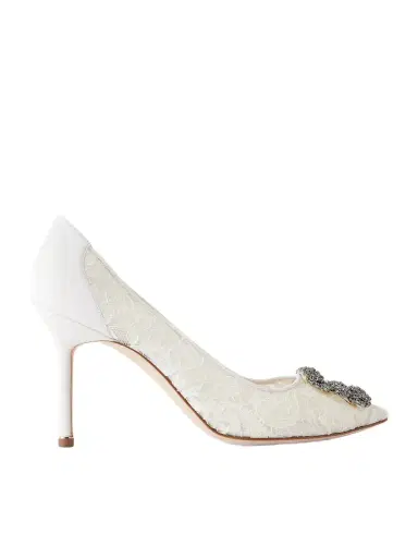 Manolo Blahnik Hangisi 90 Crystal-embellished Corded Lace Pumps | Thumbnail 1 Manolo Blahnik Hangisi 90 Crystal-embellished Corded Lace Pumps | Thumbnail 1