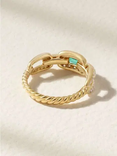 David Yurman Stax 18-karat Gold, Diamond And Emerald Ring | Thumbnail 3