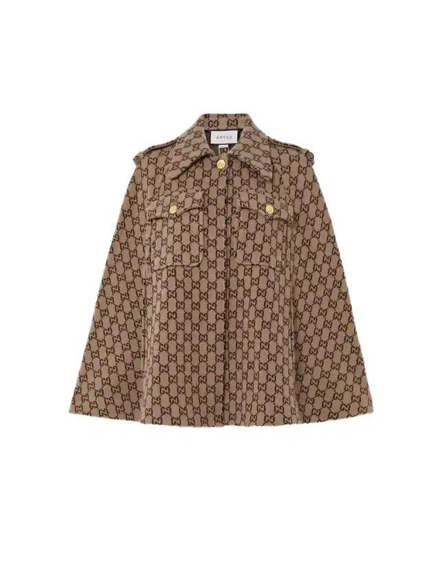 Wool-jacquard Cape